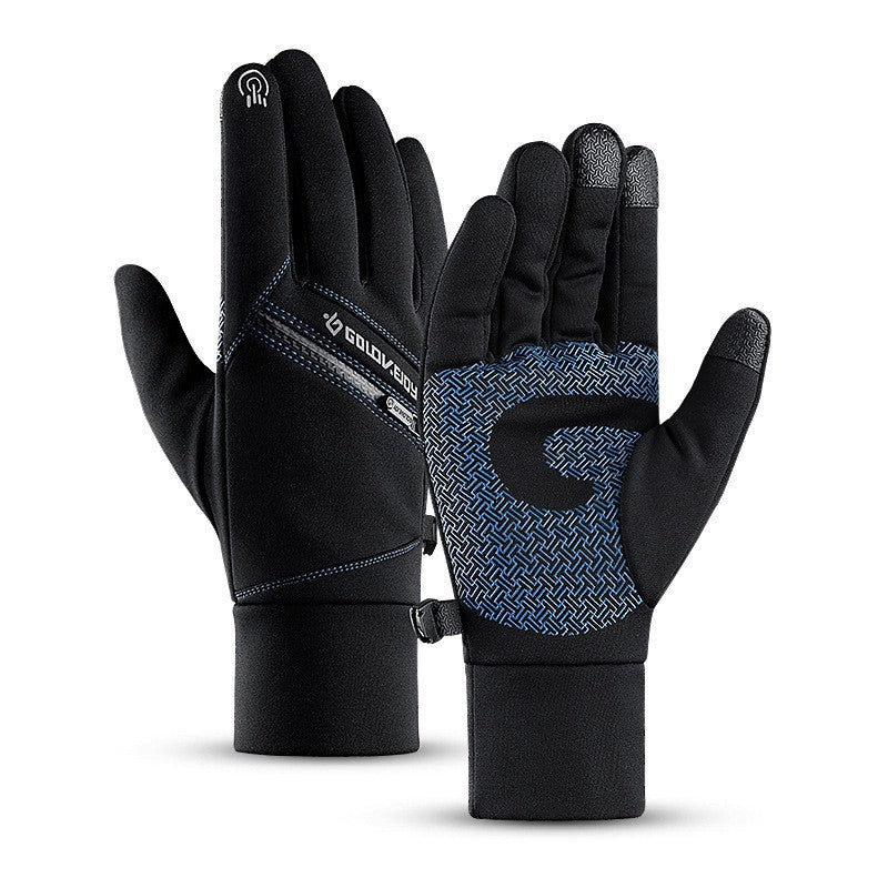 Winter Outdoor Riding Touch Screen Gloves Plus Velvet Zipper