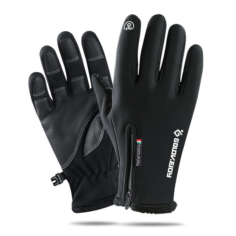 Winter Outdoor Riding Touch Screen Gloves Plus Velvet Zipper