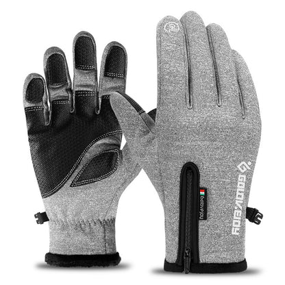 Winter Outdoor Riding Touch Screen Gloves Plus Velvet Zipper