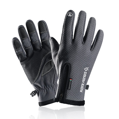 Winter Outdoor Riding Touch Screen Gloves Plus Velvet Zipper