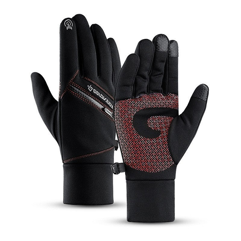 Winter Outdoor Riding Touch Screen Gloves Plus Velvet Zipper