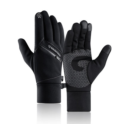 Winter Outdoor Riding Touch Screen Gloves Plus Velvet Zipper