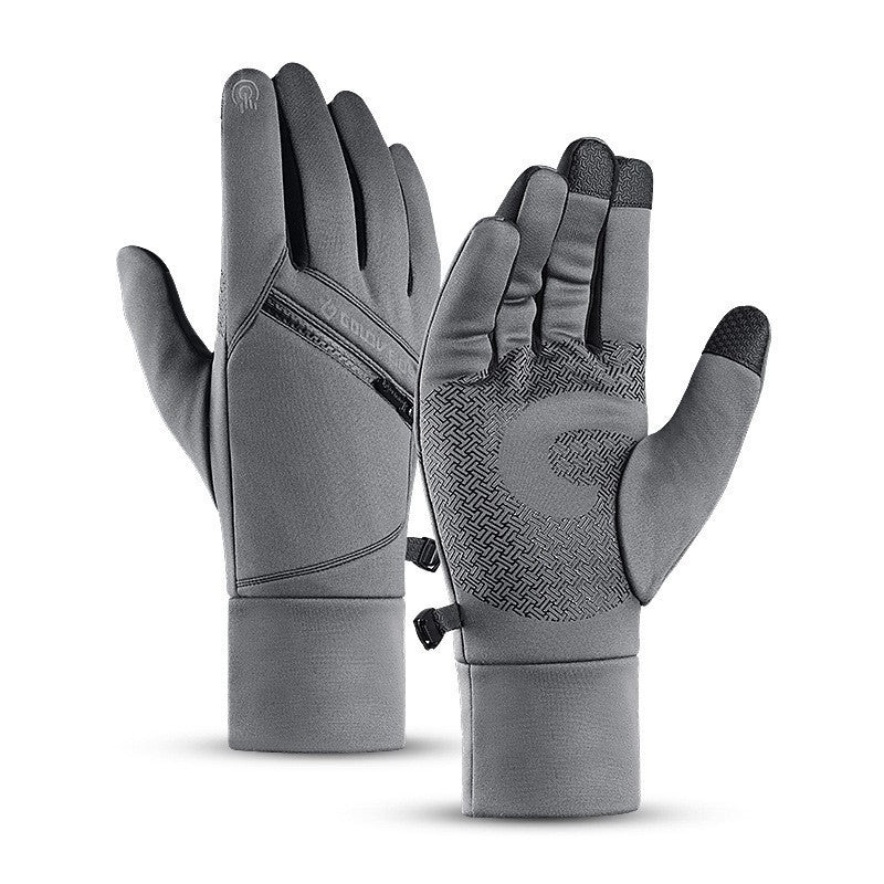Winter Outdoor Riding Touch Screen Gloves Plus Velvet Zipper