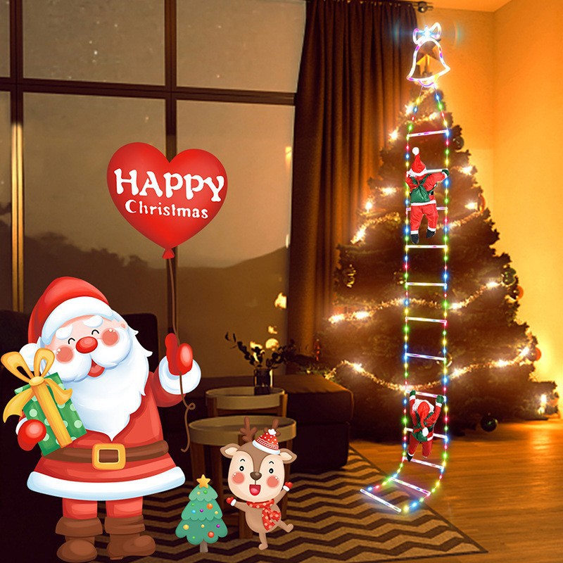 Santa Claus Ladder Outdoor Christmas Decoration Stair Light